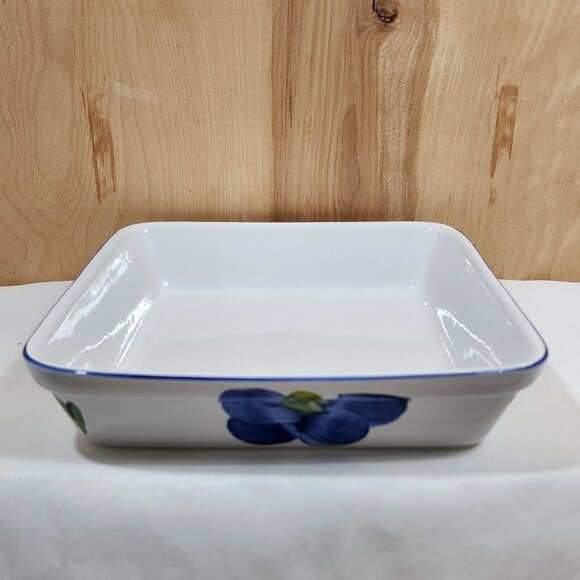 Maxam Italian Daisy Baking Dish 9.5" stoneware square Portugal handpainted flaw - Picture 2 of 9